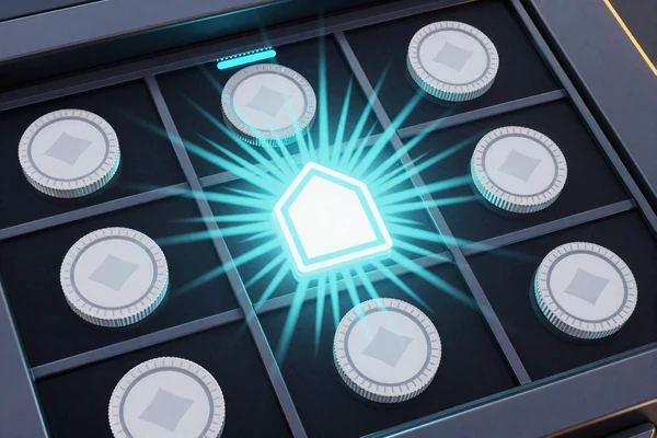 Abstrakte Jackpot-Slot-Visualisierung mit Cyan-Lichtausbruch - Jackpots Kategorie bei Casea Casino